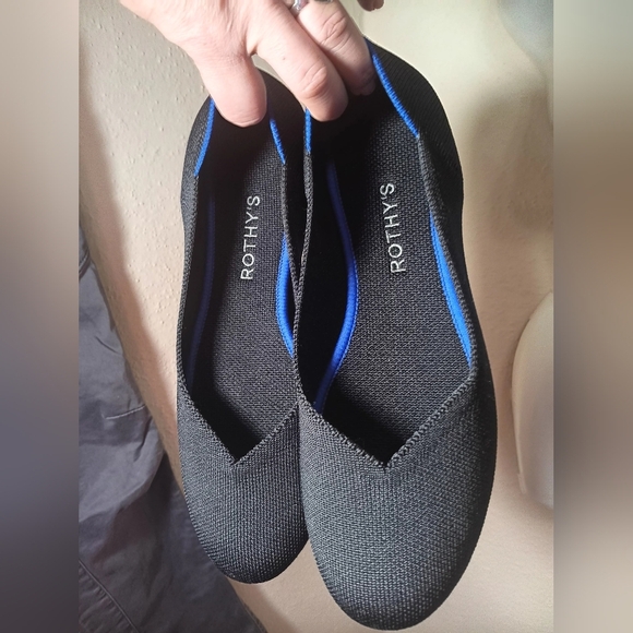 Rothy's Black Flats with Green Insole - Picture 3 of 8